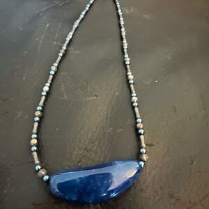 Chic Blue Beaded Necklace